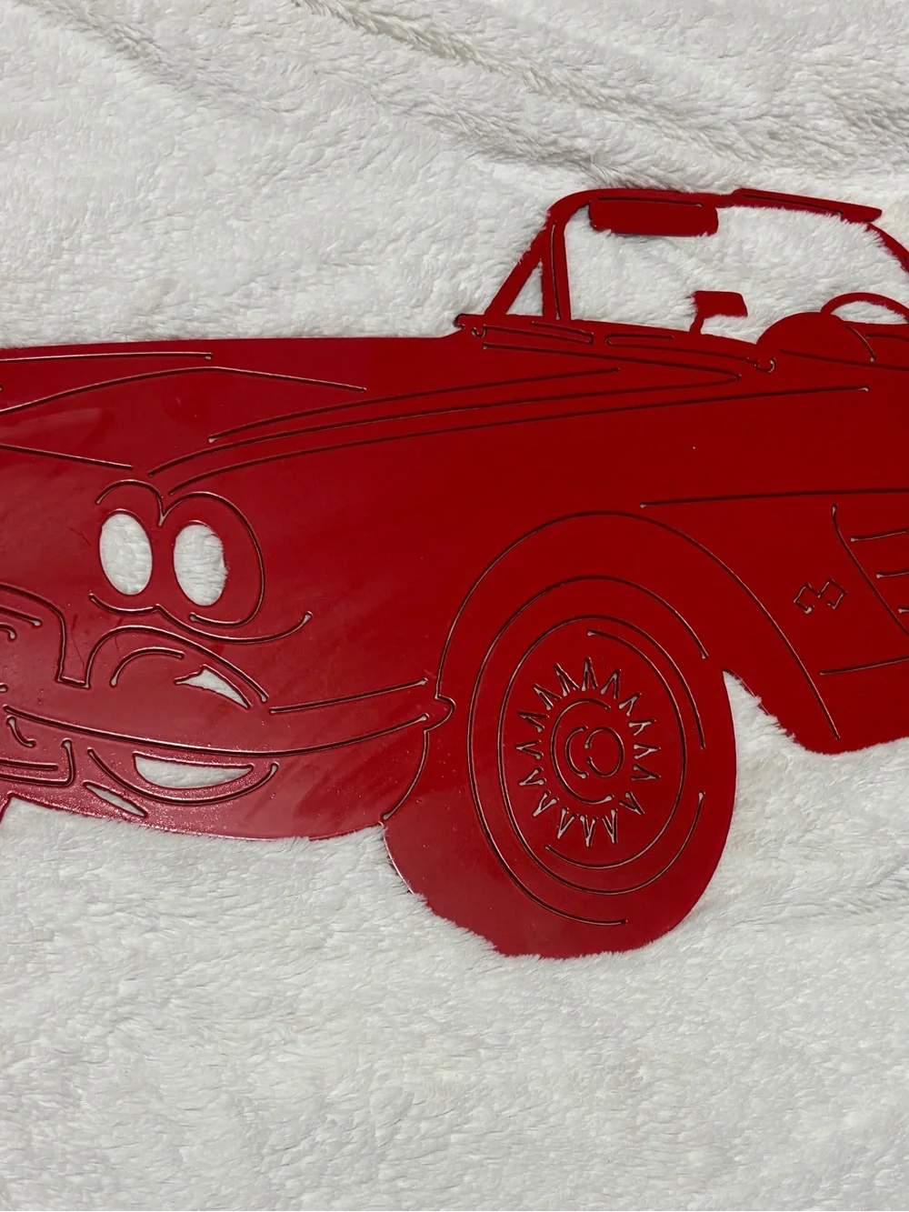 Red Retro Convertible Metal Wall Decor - Unbranded